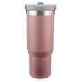 thumbnail image 1 of Termo Doble Pared de Acero Inoxidable con Asa y Popote, Rosa Metálico, 900 ml, 1 of 4