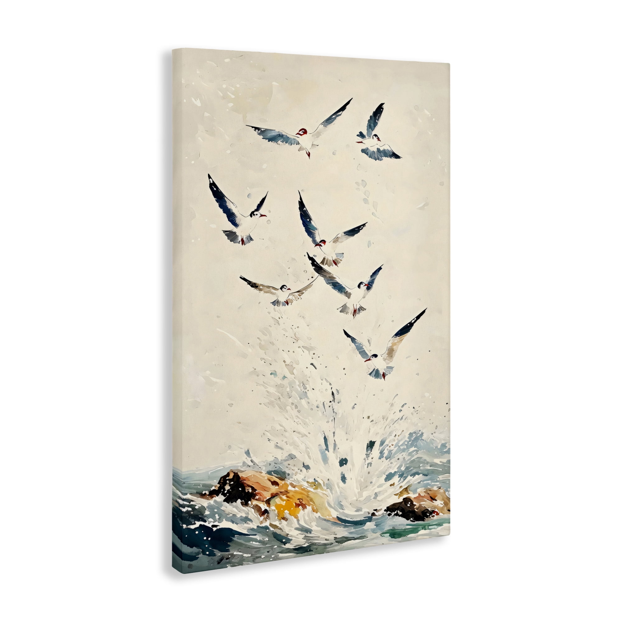 Stupell Industries Waves of Seagulls over Rocks Canvas Wall Art, design by Creative Studio