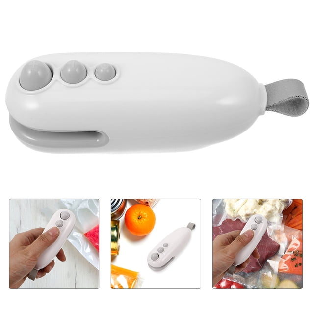 KONTONTY Hand Held Vacuum Sealer for Food with Magnetic Back White Portable Snack Bag Sealer