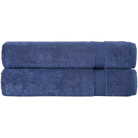 SALBAKOS Turkish Luxury Hotel & Spa 35x70 Bath Sheet Set of 2 (Navy)
