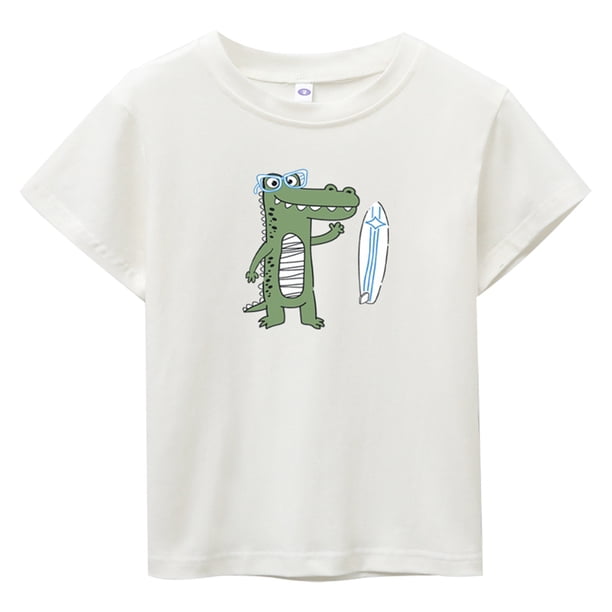 Gibobby Blusa Termica Niños Camisetas informales con estampado de dibujos animados de manga corta para niños pequeños y niñas de verano para ropa de niños(Blanco, 4-5 Años)