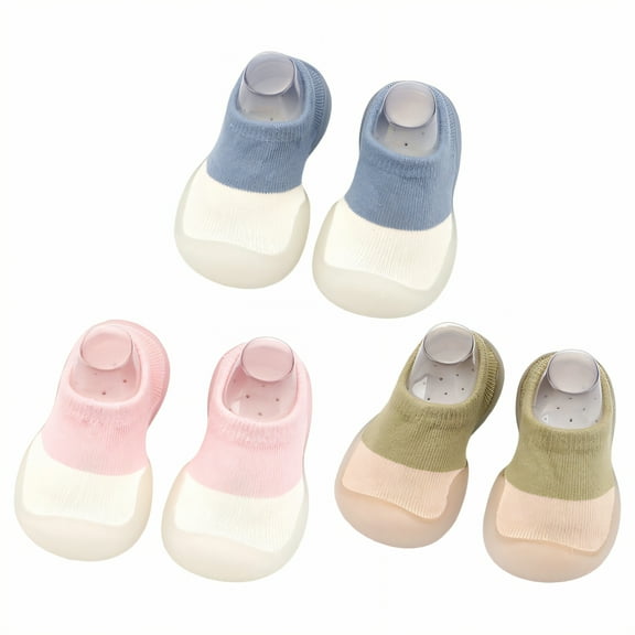 TELOLY 3Pairs Sock Shoes Toddler,11.5Cm Sock Shoes for Baby Boy,Unisex Design Sock Shoes for Baby Girl,Combination1