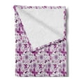 thumbnail image 2 of Butterfly Soft Flannel Fleece Blanket, Flora and Fauna Image with Contrast Colors Hand Drawn Natural Pattern Vintage, Cozy Plush for Indoor and Outdoor Use, 70" x 90", Purple White, by Ambesonne, 2 of 5