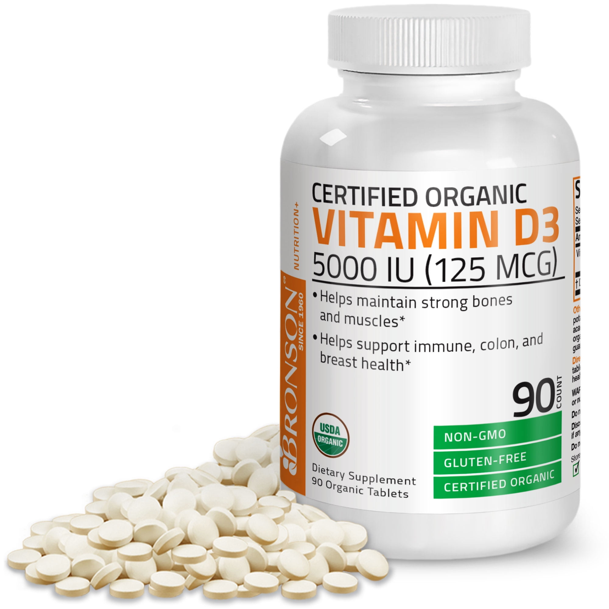 Vitamin D3 5000 IU Bone Health and Immune Support, USDA Certified ...