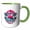 Green/White, variant on 3drose, Pink Flamingo on a Tropical Beach at Sunset. Christmas in July Gift, 11oz Two-tone Blue Mug