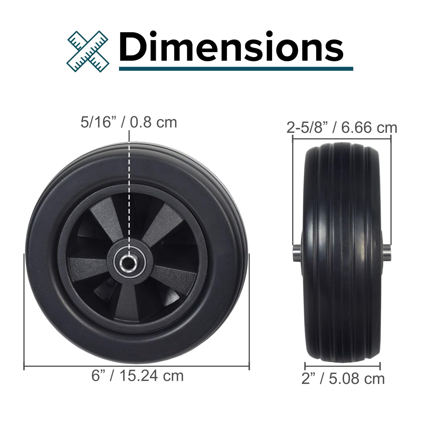 AlveyTech 6"x2" Black Caster Wheel for Golden Compass M, Alante, & LiteRider Series Power Chairs - (1WBG04003BLACK) Single Replacement, Wheels or Casters are Serial Number Specific for Chair Model