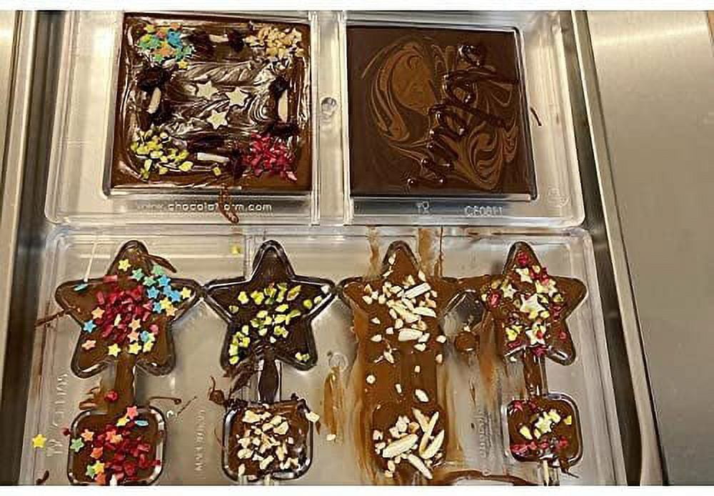 Chocolate World 1917 Polycarbonate Chocolate Mold 8-Petal Flower Candy  Mould with 21 Cavities, Each 30mm Across x 10mm High