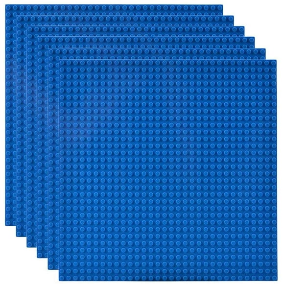 Plaques de Base Classiques pour Briques de Construction 100 % Compatibles avec Grandes Marques - Plaque de Base 10 Pouces x 10 Pouces, Lot de 6 (Bleu)