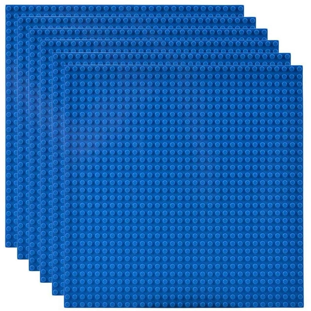 Classic Baseplates Building Base for Building Bricks 100% Compatible with Major Brands-Baseplate 10" x 10", Pack of 6 (Blue)