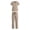 Khaki, variant on Purcolt Scrub Sets for Women Comfort V Neck Short Sleeve Tops and Elastic Waisted Straight Leg Pants with Pockets for Nurse Esthetician Workwear