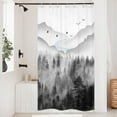 thumbnail image 2 of Misty Rainforest RV Shower Curtain - 36Wx72H Inch Dark Black Nature Scene Narrow Foggy Woodland Mountain Art Waterproof Polyester Includes 7 Plastic Hooks, 2 of 6