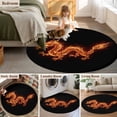 thumbnail image 5 of Round Rugs 5 Ft, Dragon Flames Non Slip Area Rugs for Kitchen Bedroom Entryway, Orange Dragons Abstract Modern Art Washable Carpet Runner Rug Floor Mats for Bedroom Home Decor, 5 of 8