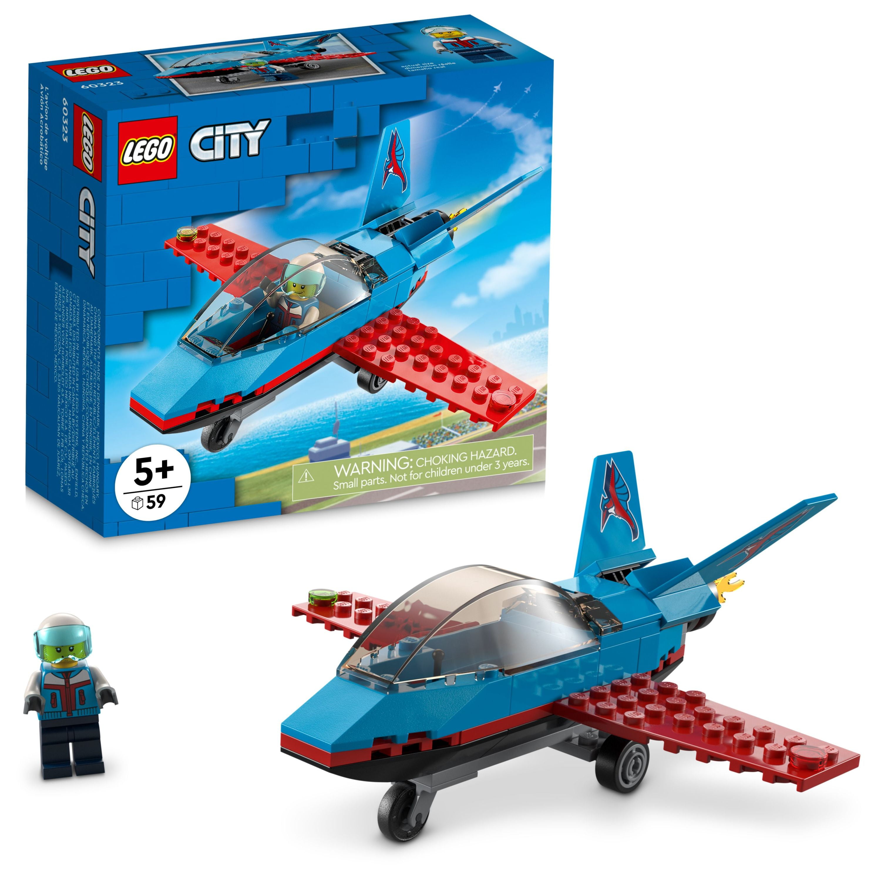 LEGO City Great Vehicles Stunt Plane 60323 Jet Aeroplane Toy, 2022 Building Set, Gifts for Kids, Boys and Girls 5 plus Years Old with Pilot Minifigure