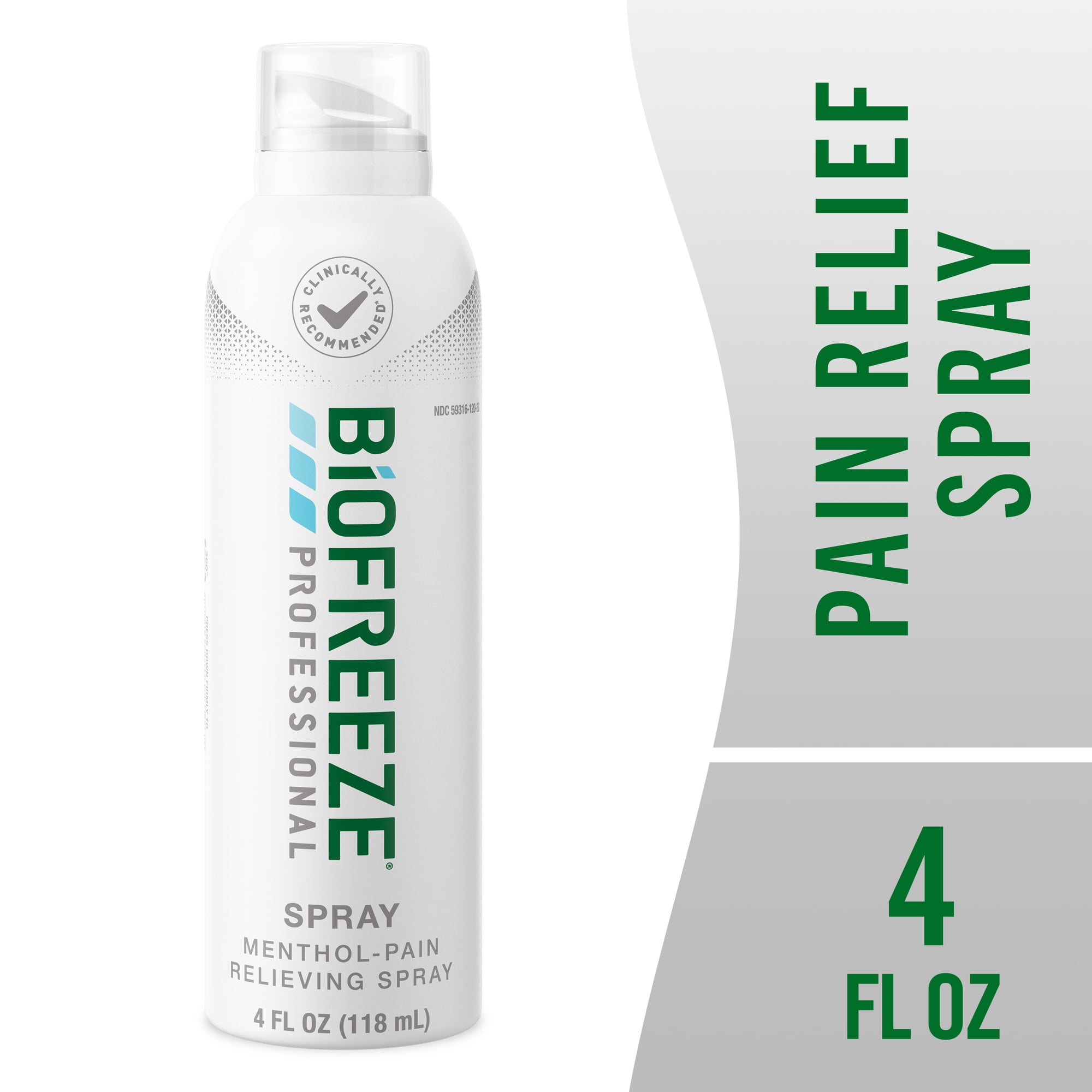 Biofreeze Professional Menthol Pain Relieving Spray 4 FL OZ Colorless Aerosol Spray For Pain Relief Associated With Sore Muscles, Arthritis, Simple Backaches, And Joint Pain (Packaging May Vary)
