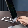thumbnail image 4 of RUISINERY Phone Stand Foldable Tabletop Phone Tablet Cradles Holder Height Adjustable Phone Stand Aluminum Bracket, 4 of 6