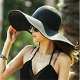 thumbnail image 4 of Women's Summer Lady Floppy Straw Hat Sun Beach Fashion Cap Bow Foldable Wide Brim, 4 of 6