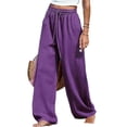 thumbnail image 7 of Cutuoiiu Women's Solid Color Drawstring Waist Cotton Linen Pants with Pockets Casual Ruched Wide Leg Trousers Gifts, 7 of 7
