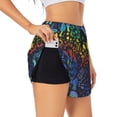 thumbnail image 3 of Lsque Magical Mushrooms and Flowers Printed Women's Running Shorts with Liner Pockets,Elastic Quick Dry Workout Athletic Gym Yoga Shorts,Womens High Waist Shorts-XX-Large, 3 of 9