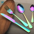 thumbnail image 2 of Deago 4pcs Rainbow Color Flatware Set Dinner Steak Knives Forks Spoons Teaspoons Cutlery Set Service for 1 (Colorful), 2 of 8