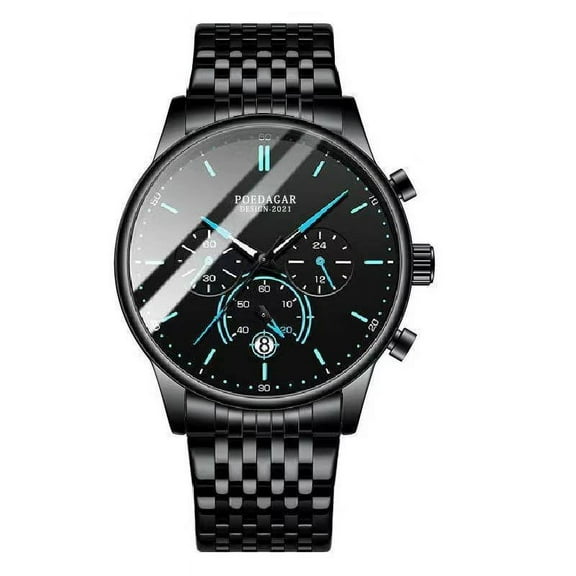 Swiss Brand POEDAGAR Men Watch Sport Chronograph Waterproof Luminous Date Wristwatch Fashion Ultra Thin Mesh Belt Men's Watches