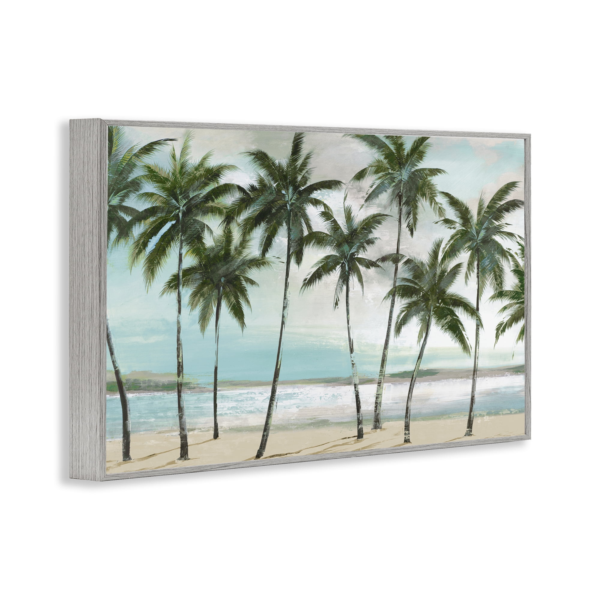 Stupell Industries Palms in A Row Coastal Gray Framed Giclee Art, design by Lorenzo Collective