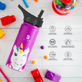 thumbnail image 4 of Botella de Agua para Niños 532ml Unicornio | Con Asa, 2 Tapas, 2 Popotes y Cepillo | Libre de BPA | B Life, 4 of 6