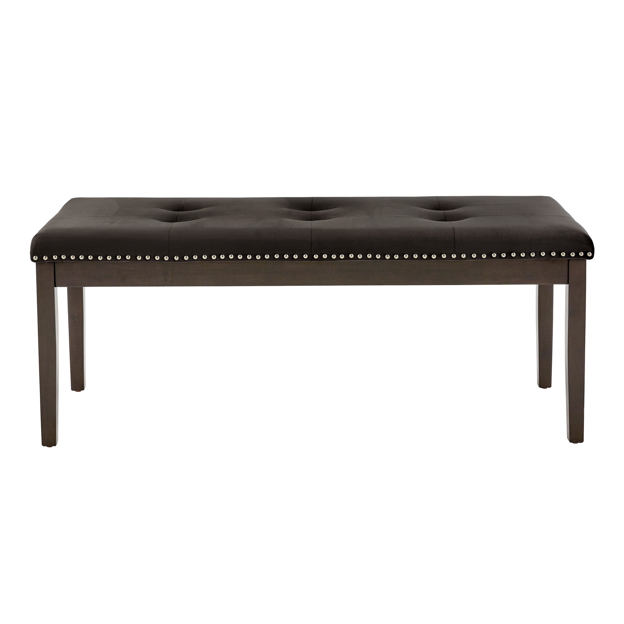 Weston Home Banford Velvet Tufted Nailhead Bench, Black