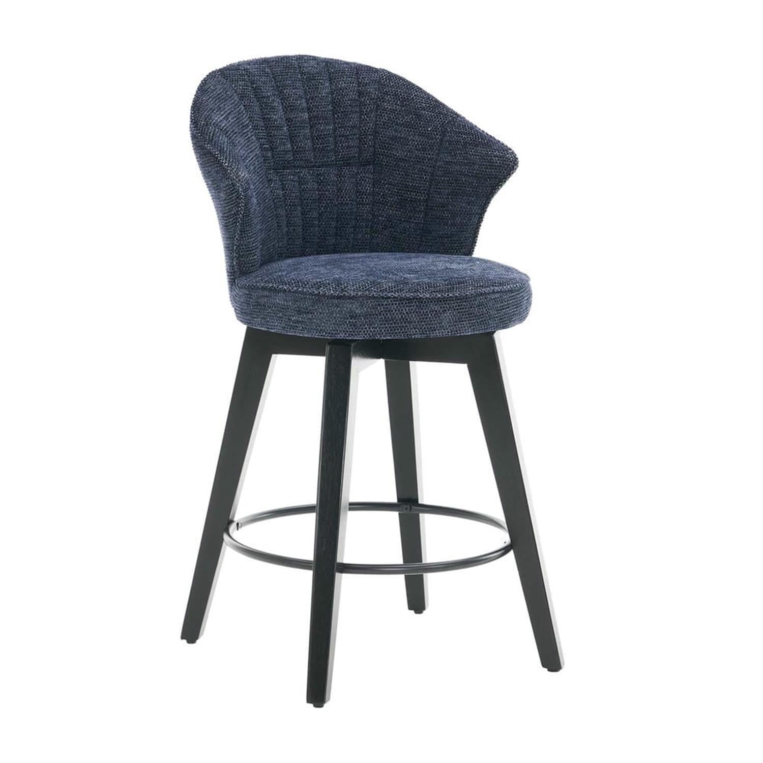 Demi Bonn 36" Counter Height Bar Stools Set of 2, Swivel Barstools with Back, Chenille Upholstered, Kitchen Island Countertop Chairs for Dining Room, Blue