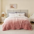 thumbnail image 6 of Intelligent Design Twin/Twin XL Shaggy Faux Comforter Set, Long Fur Wave Spring Comforter Bedding Set, 2-Piece Striped Ombre Design Warm Bed Set, Blush, 6 of 8