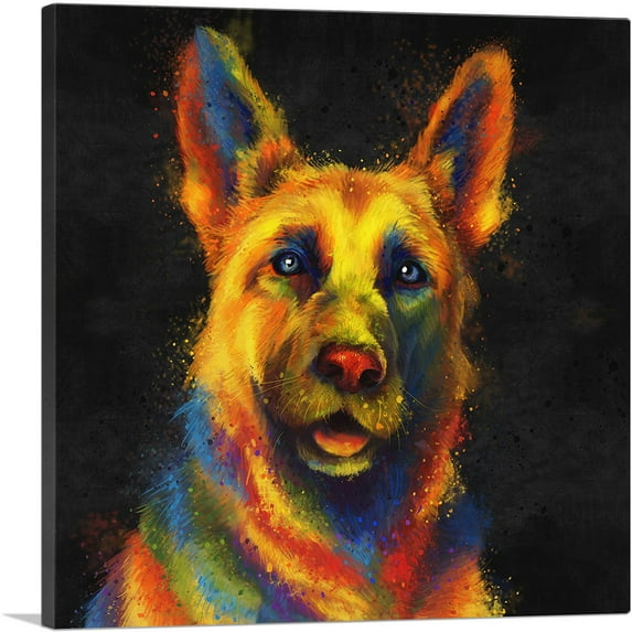 ARTCANVAS German Shepherd Police Dog Canvas Art Print - Size: 36" x 36" (1.50" Deep)