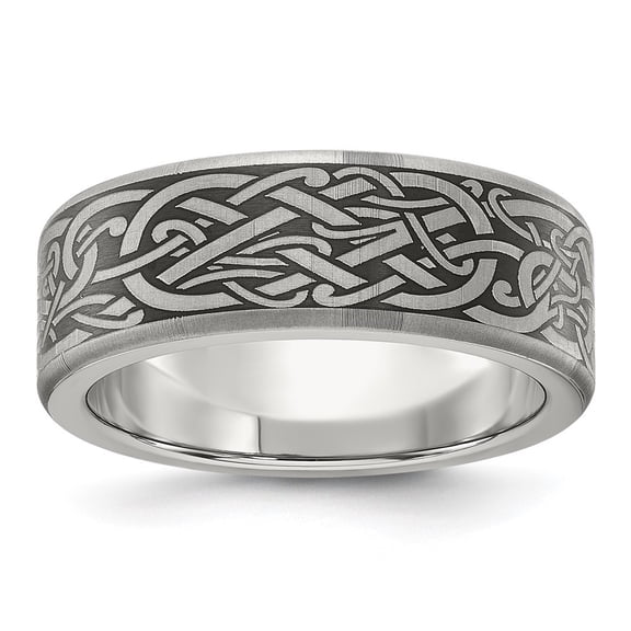 Auriga Fine Jewelry Titanium Brushed Laser Design 8mm Men's Band Size 10