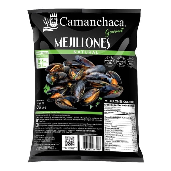 Mejillones Camanchaca natural 500 g congelado