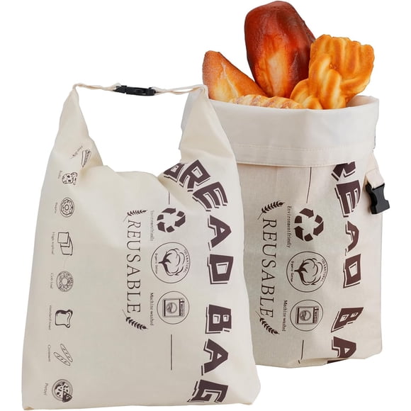 MOAMUN 2PC Reusable Bread Bags, Beeswax Wraps for Homemade Bread, Portable Handle Bread Storage Bag for Fresh Keeping, Large Capacity Sourdough Bread Bags with Lining for Picnic, Camping, School, Work