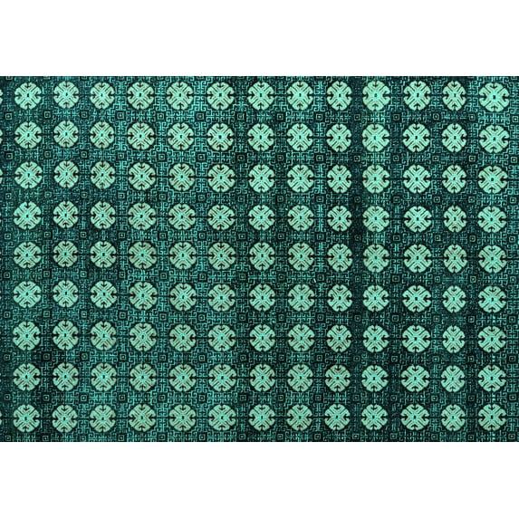 Ahgly Company Indoor Rectangle Abstract Turquoise Blue Modern Area Rugs, 2' x 4'