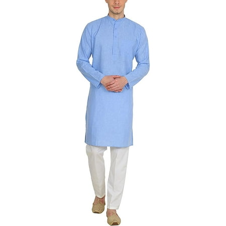 

Royal Kurta Mens Cotton Linen Kurta Pyjama Set (44 Light Blue)