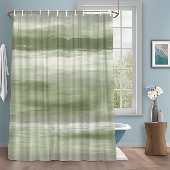 Sage Green Grey Abstract Shower Curtain with Hooks, Mottled Oil Painting Texture Modern Water Repellent Shower Curtains for Bathroom Decor Sturdy Shower Curtain, Machine Washable 72x78 Inch