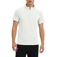 thumbnail image 2 of GrmtClth Men's Quarter Zip Athletic Shirt Short Sleeve Raglan Sleeve Performance Top Quick-Dry Gym Running Sports Activities T-Shirt White 3XL, 2 of 4