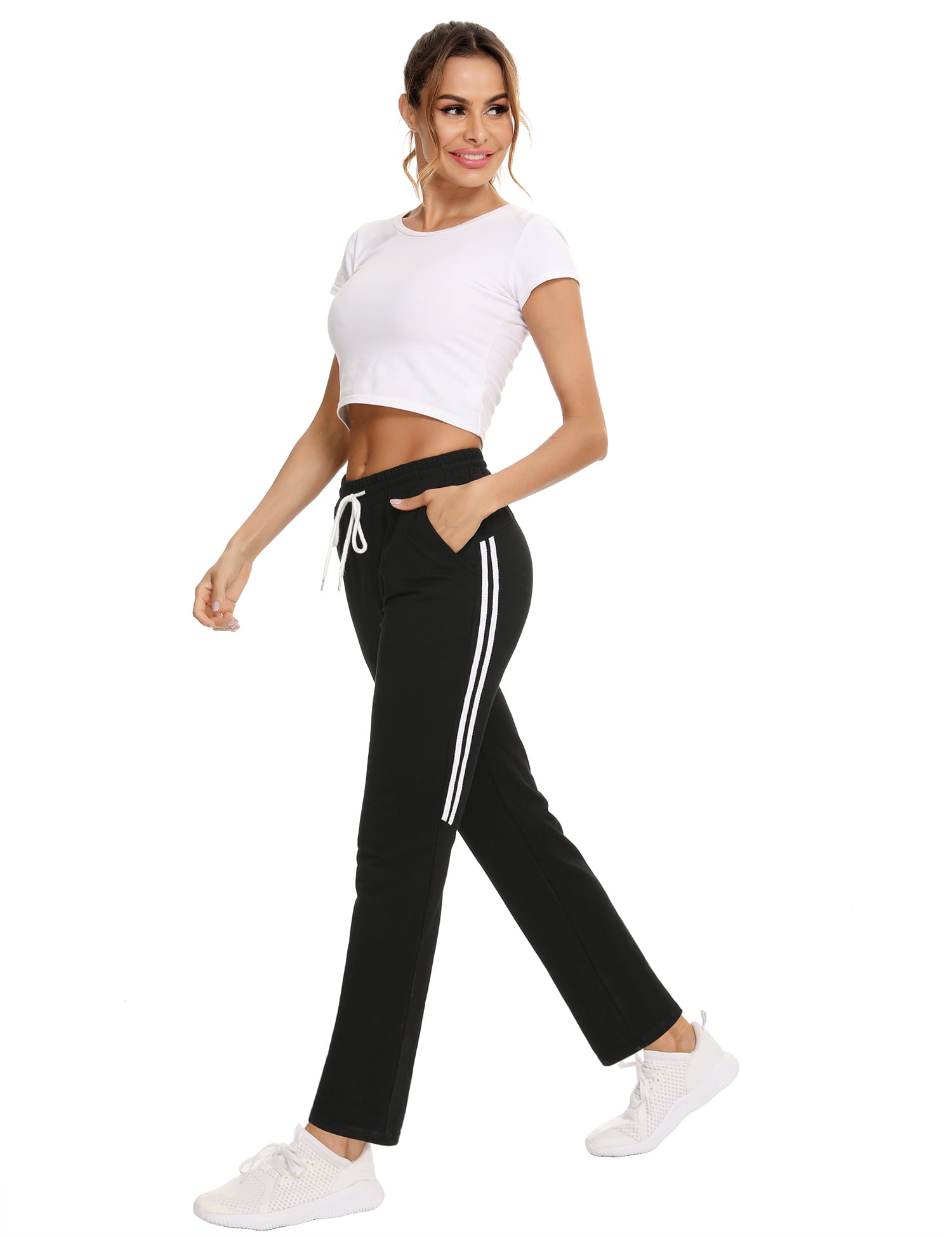 Sykooria Women Yoga Running Pants with Pockets Soft Stretch High Waist Sweatpants for Joggers Workout 