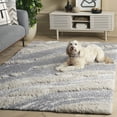 thumbnail image 3 of SAFAVIEH Hi-Lo Almira Abstract Shag Area Rug, Grey/Light Beige, 6'7" x 6'7" Square, 3 of 8