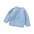 thumbnail image 3 of Bysome Baby Toddler Girls Sweater Boy Knit Blouse Pullover Sweatshirt Warm Crewneck Long Sleeve Tops For Children Pullover Long Sleeve Cute Print Girls Sweater Sky Blue Size 12-18 Months, 3 of 9
