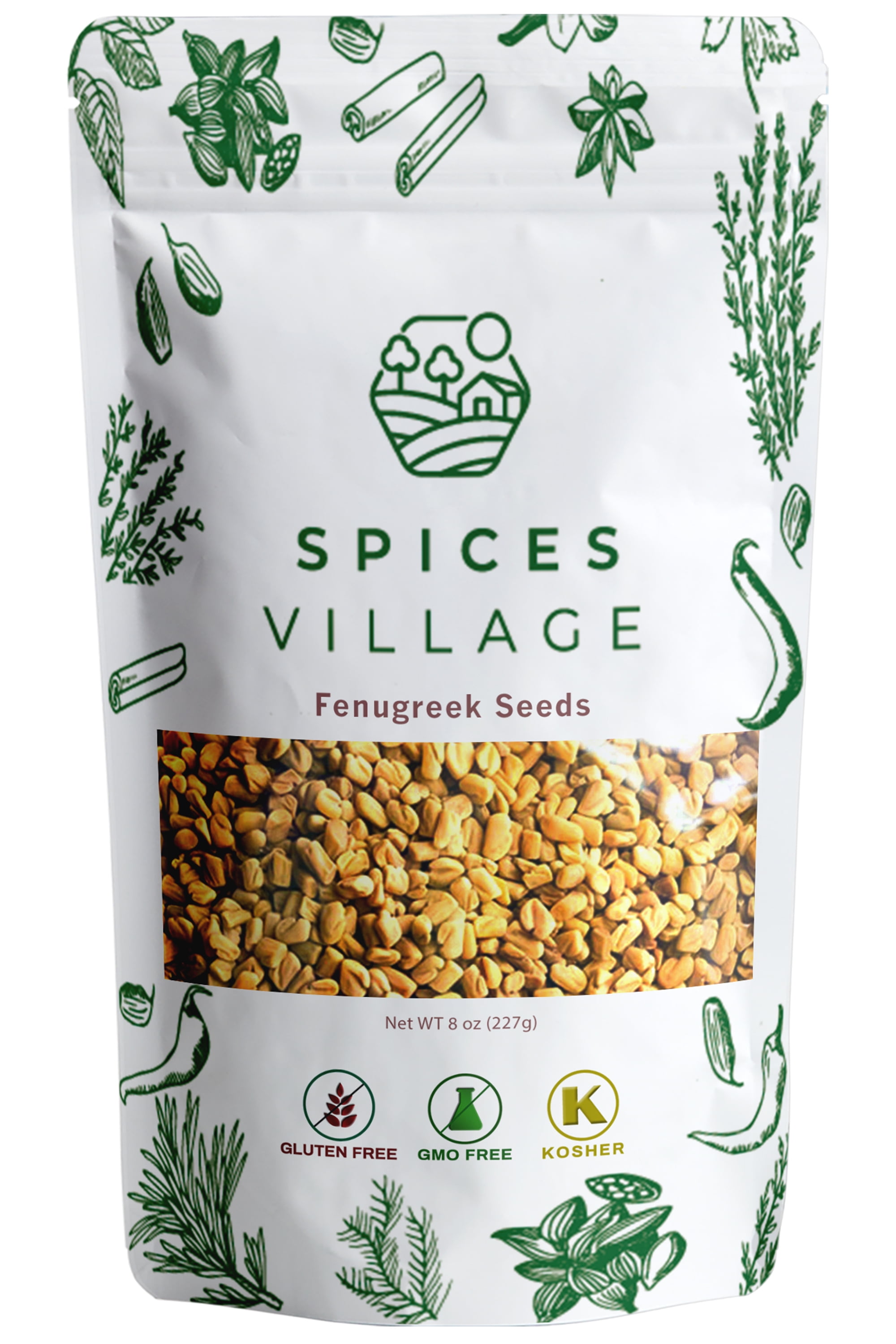 SPICES VILLAGE Fenugreek Seeds (8 Oz) - Ground, Indian Fenugreek Spice for Hair  Growth, Powdered Methi for Seasoning & Cooking - 100% Natural, KOSHER,  Gluten-FREE, Non-GMO, Resealable Bulk Bag 