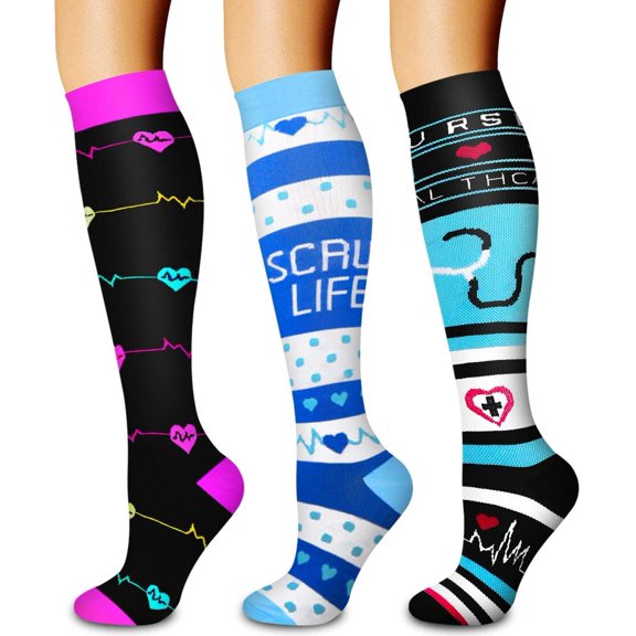 3 Pairs Copper Compression Socks for Women & Men Circulation 15-20 mmhg - Better Blood Flow, Swelling, Best Support for Medical, Running, Nursing