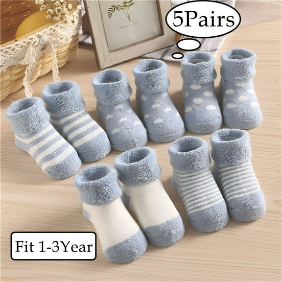 TELOLY Pairs Baby Toddler Thick Wool Socks - Super Warm Soft Winter Solid Color Casual Crew Socks For Baby Girls Boys Fit 1-3 Years Old