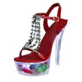 thumbnail image 3 of Leozcaa Clear Stiletto High Heels Rhinestone Sandals for Women Ankle Strap Platform Slingback Pump Shoes, 3 of 9