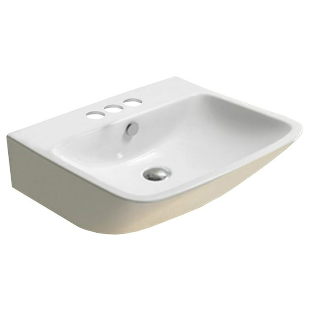 21 5 In W Wall Mount White Vessel For 3h4 In Center Drilling Walmart Com Walmart Com