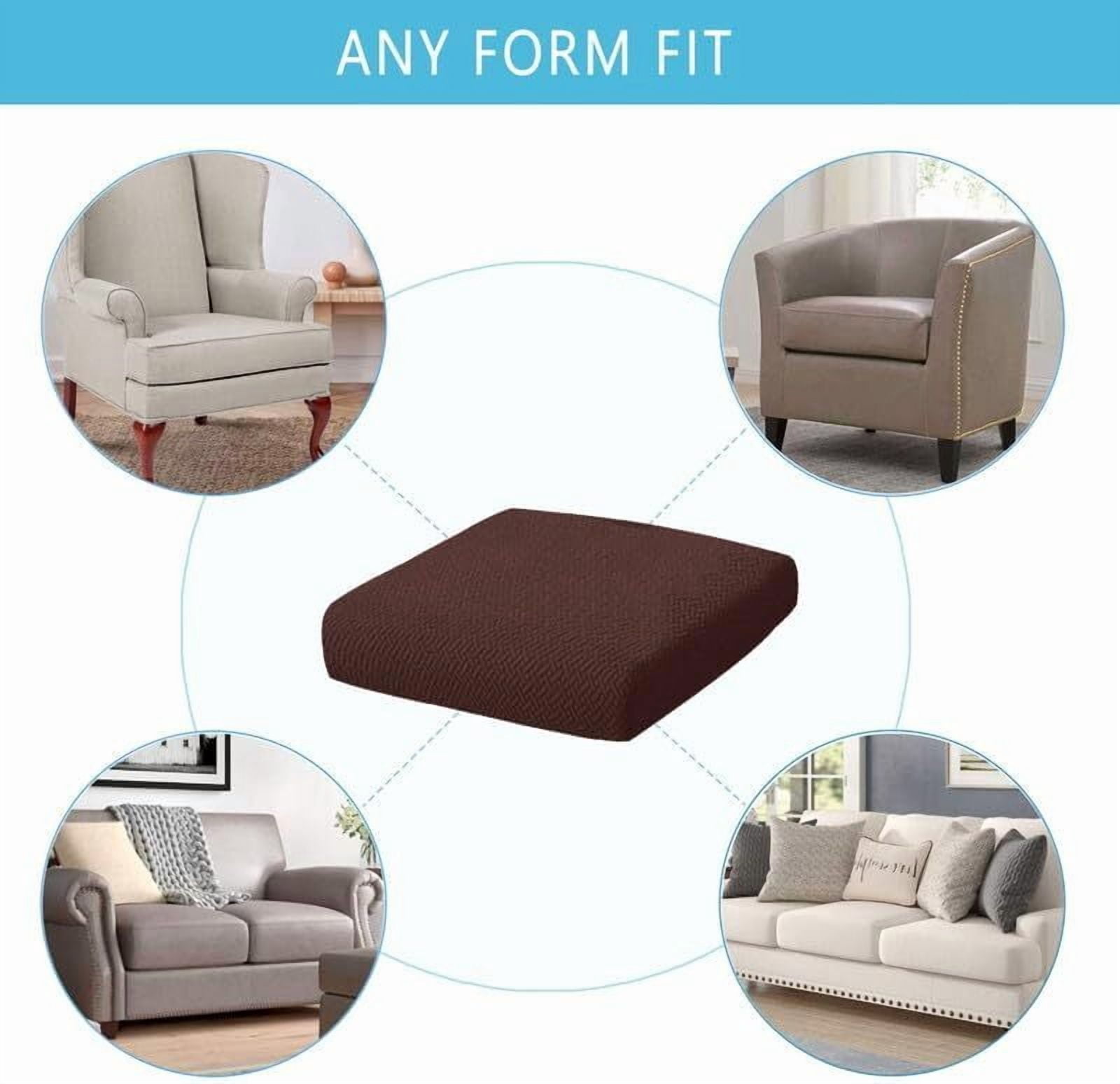 JIAN YA NA 2-Piece Waterproof Cushion Covers Replacement, Outdoor Patio Sofa Seat Cushion Slipcovers, Elastic Outdoor Furniture Protector (Coffee)