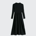 thumbnail image 3 of HAPIMO Women's Knee Length A Line Knitted Basic Dress Solid Color Long Sleeve High Neck Elegant Casual Trendy Spring Black Free Size, 3 of 10