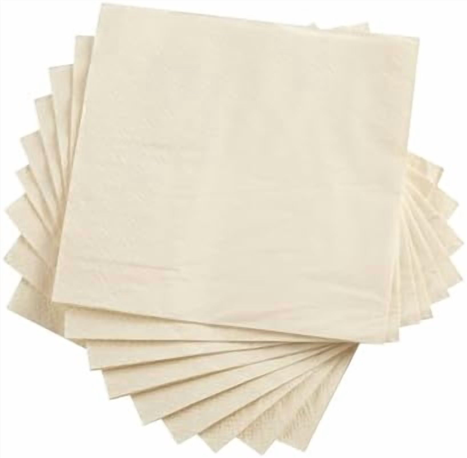 100 Pack Cocktail Napkin 2-Ply Dessert Napkins Folded 5 x 5 Inches Disposable Napkins for Dinner Wedding Birthday Baby Shower Party Bridal Anniversary Reception Event (100, Milky-White)
