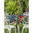 thumbnail image 2 of Outdoor Tablecloth with Umbrella Hole and Zipper, Red Christmas Tree Round Table Cloth 60 Inch Waterproof Tablecloth, Winter Watercolor Gold Snowflakes Picnic Table Cover for Patio Camping, 2 of 7