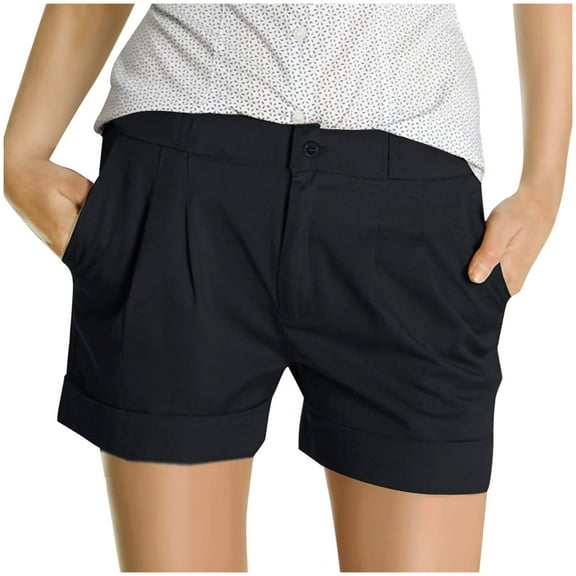 Women's Pants Fashion Plus Size Pants Shorts Short Chino Trousers Pleated Fake Pocket